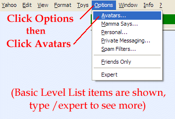 Menu Bar to choose avatars graphic